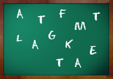 Blackboard showing jumbled up letters